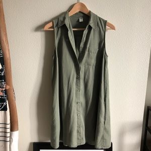 Old Navy Army Green Button Up Shift Dress